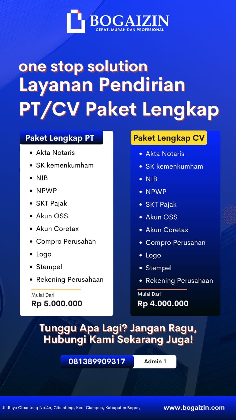 Pendirian PT/CV Paket Lengkap